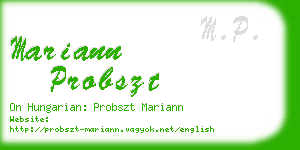 mariann probszt business card